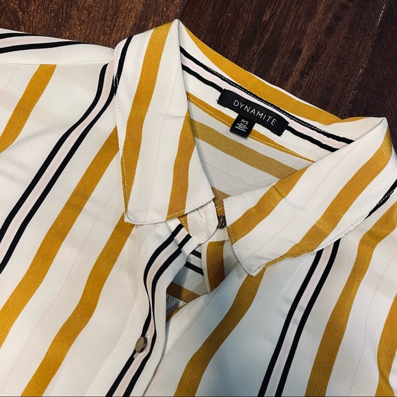 Dynamite Mustard Stripe Blouse - Picture 3 of 7
